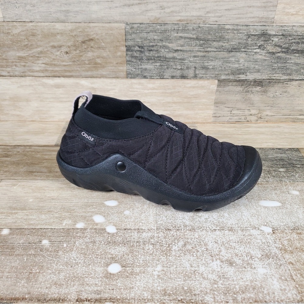 Oboz Whakata‎ Womens Puffy Shoes Sz 8 Black Quilted Slip On Low Top Round Toe